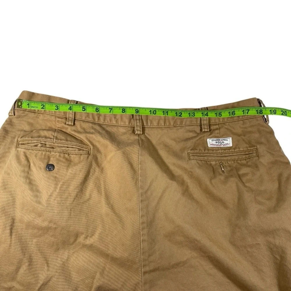 Polo Ralph‎ Lauren 40/32 Tan Hammond Pant Pleated Cuffed Chino Preppy Old Money